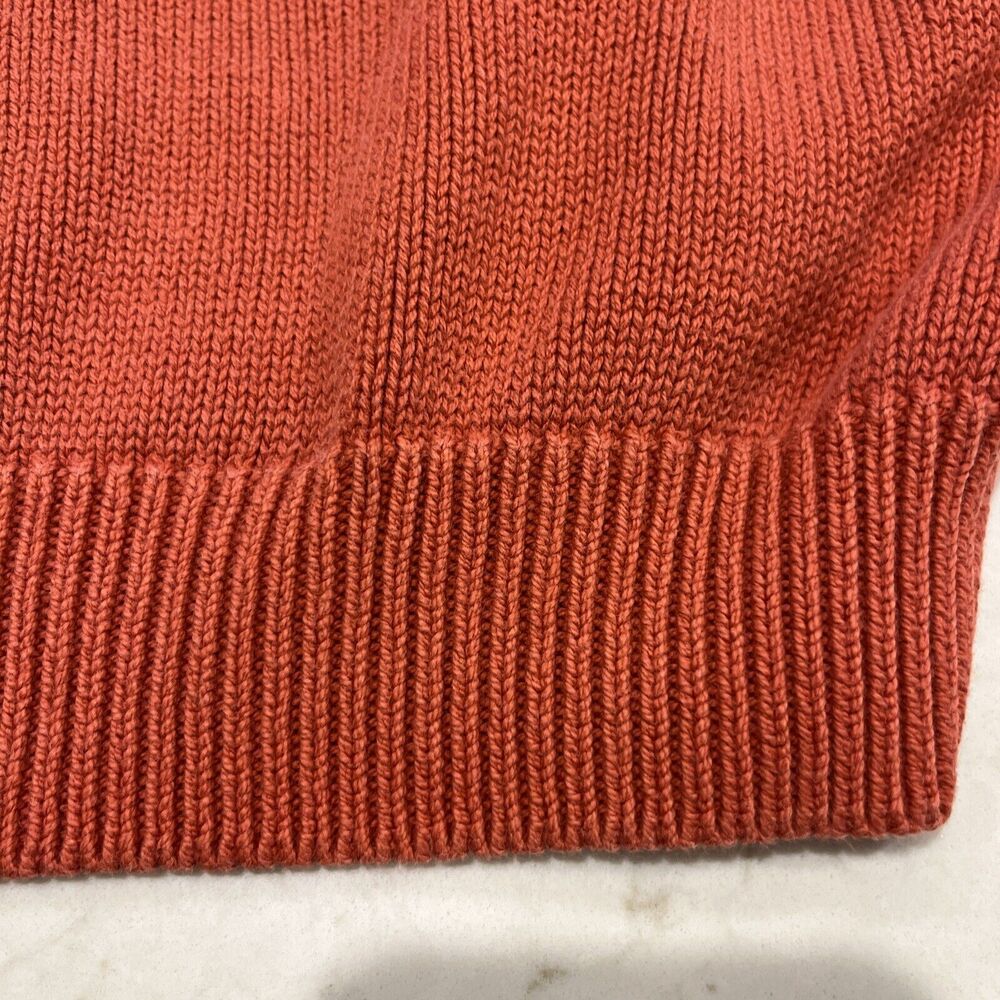 Lands End Sweater Womens Large Salmon Orange Cotton Long Sleeve Pullover V Neck - Picture 4 of 8